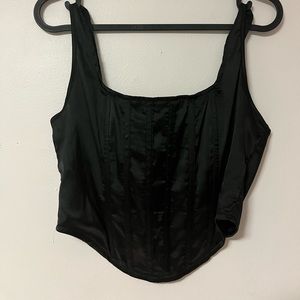 Black MissGuided Satin Corset Top